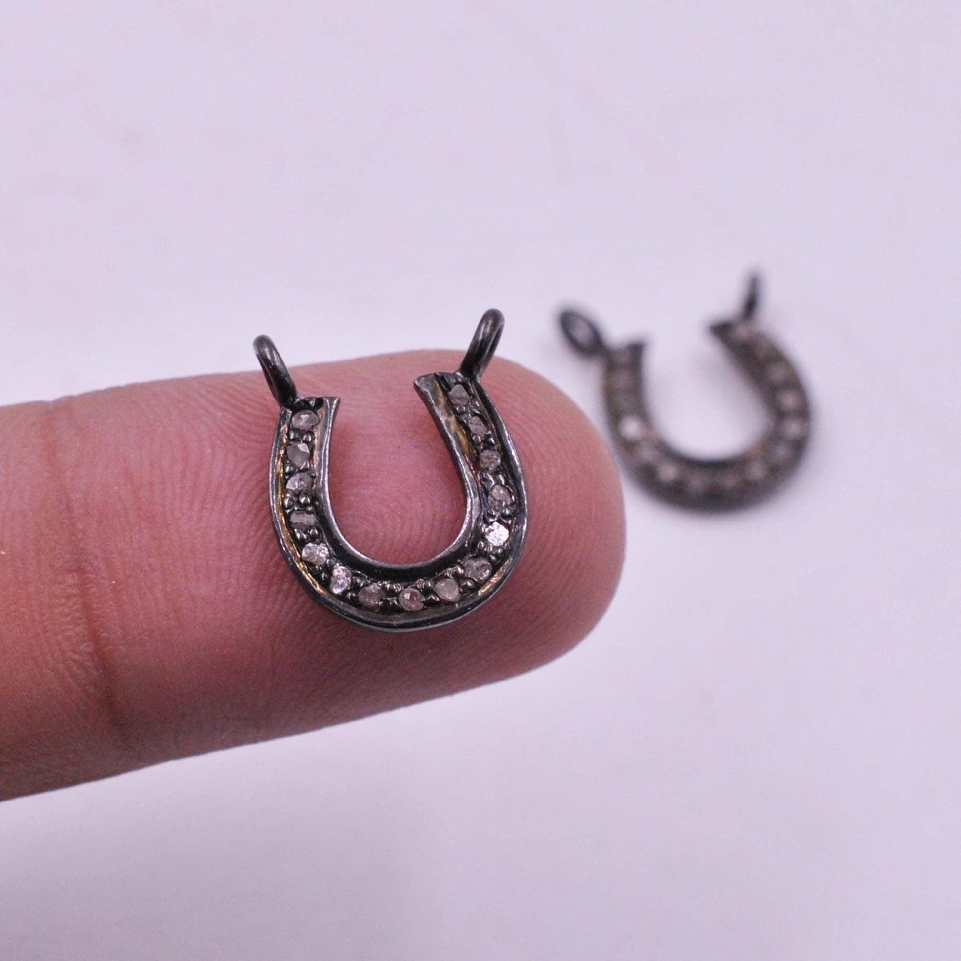 925 Sterling Silver Pave Diamond Charms Connector - SAR Gems