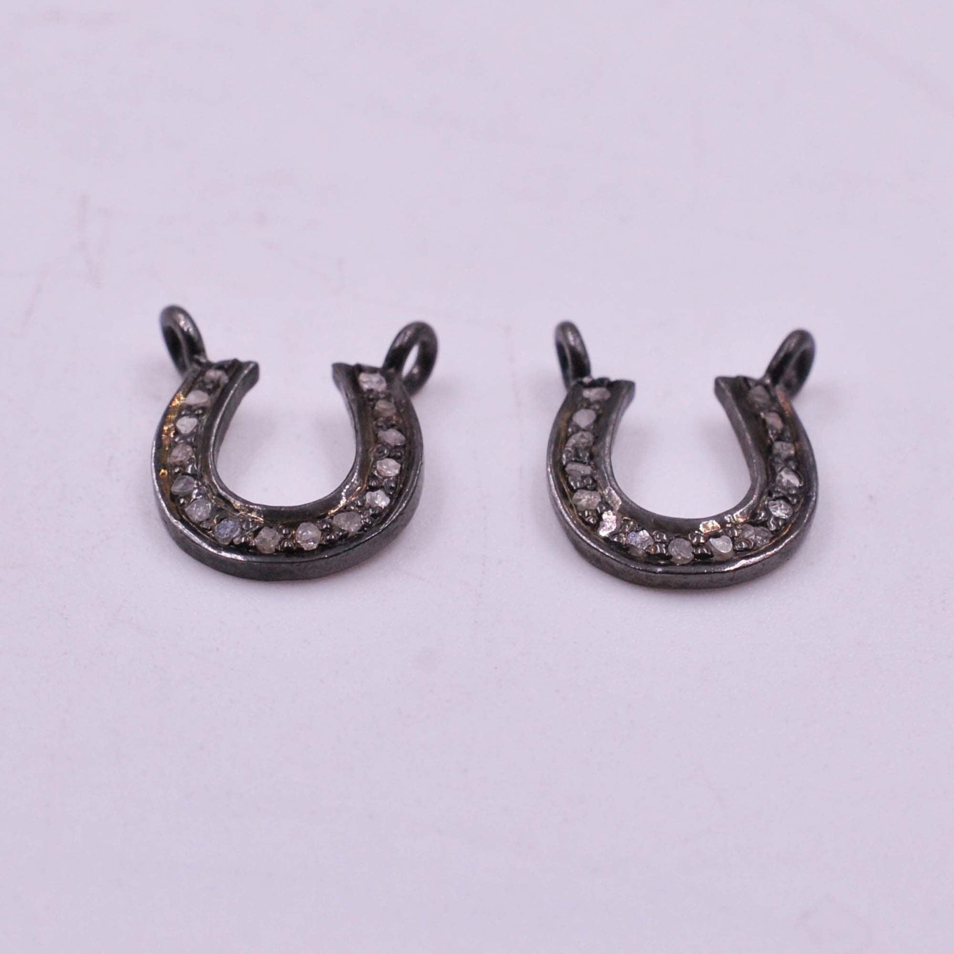 925 Sterling Silver Pave Diamond Charms Connector - SAR Gems