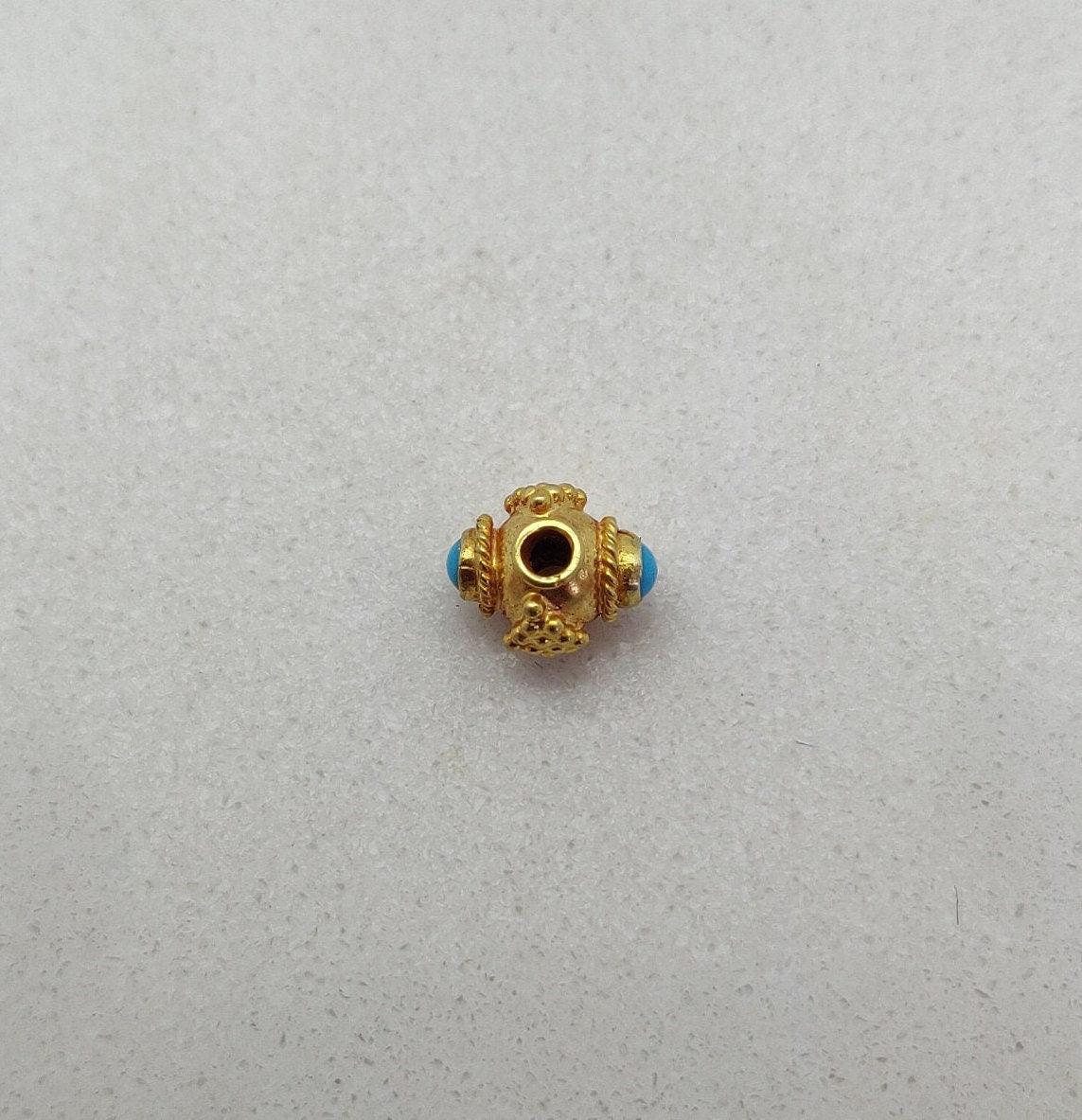 18 Carat Gold Stone studded Fancy Rondelle Spacer Bead 6mm