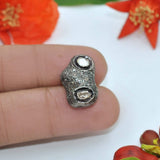 925 Sterling Silver Uncut Pave Polki Diamond Fancy Bead