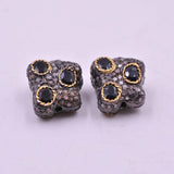 Sterling Silver Multi-Gemstone with Diamond Accents Spacer Bead