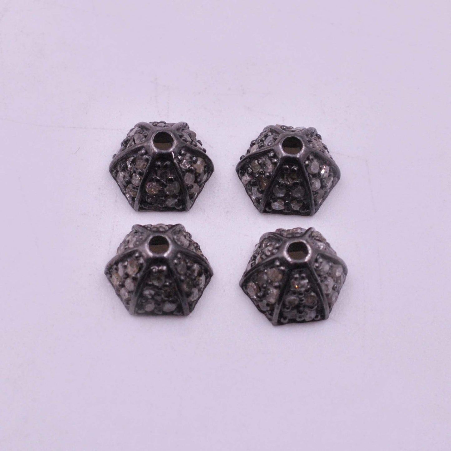 925 Sterling Silver Pave Diamond Bead Caps - SAR Gems
