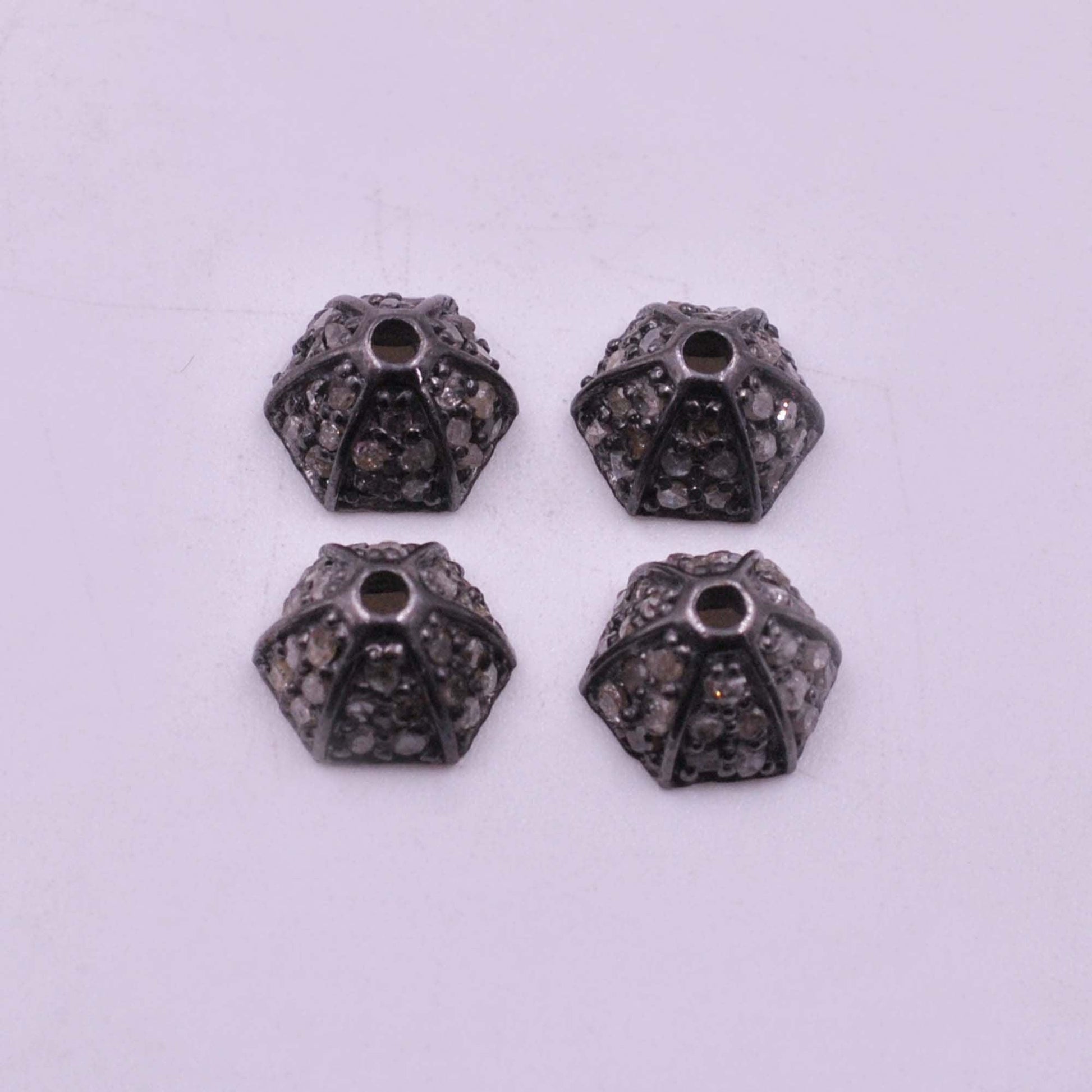 925 Sterling Silver Pave Diamond Bead Caps - SAR Gems