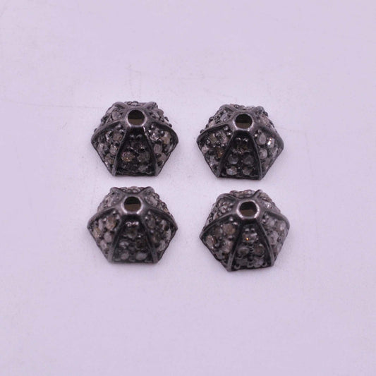 925 Sterling Silver Pave Diamond Bead Caps - SAR Gems