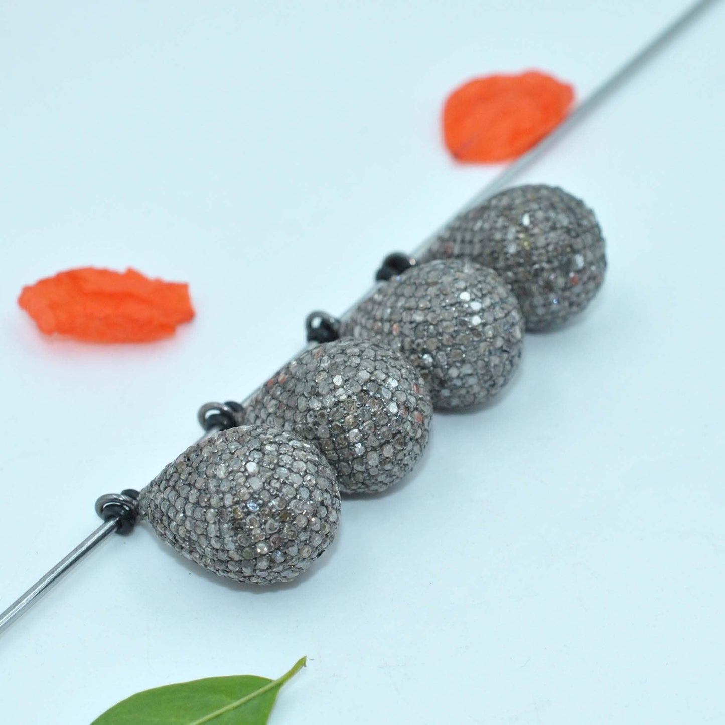 925 Sterling Silver Pave Diamond Teardrop Charm - SAR Gems