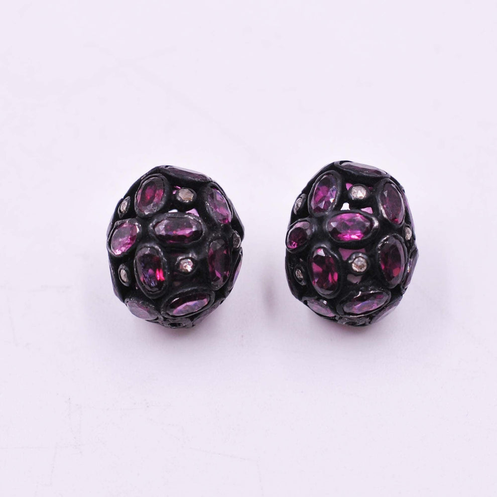 925 Sterling Silver Rhodolite Oxidized Beads Finding