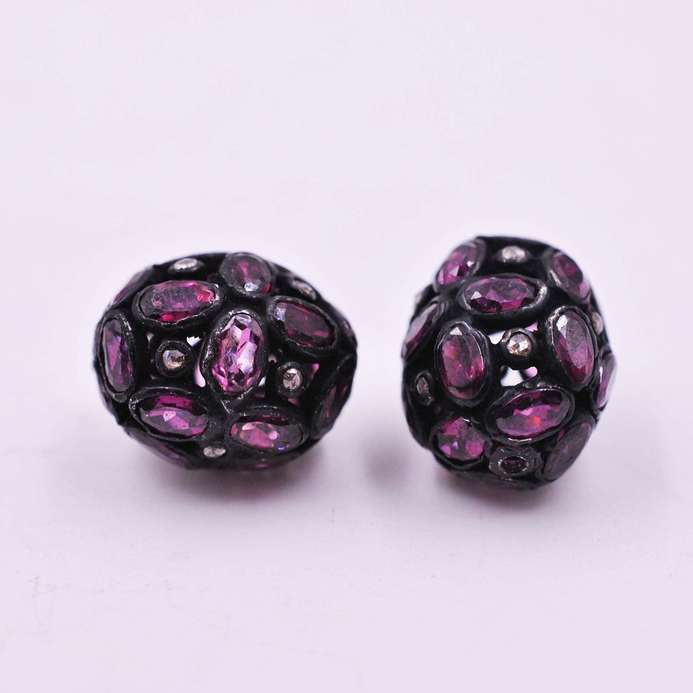 925 Sterling Silver Rhodolite Oxidized Beads Finding