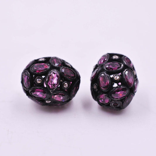 925 Sterling Silver Rhodolite Oxidized Beads Finding