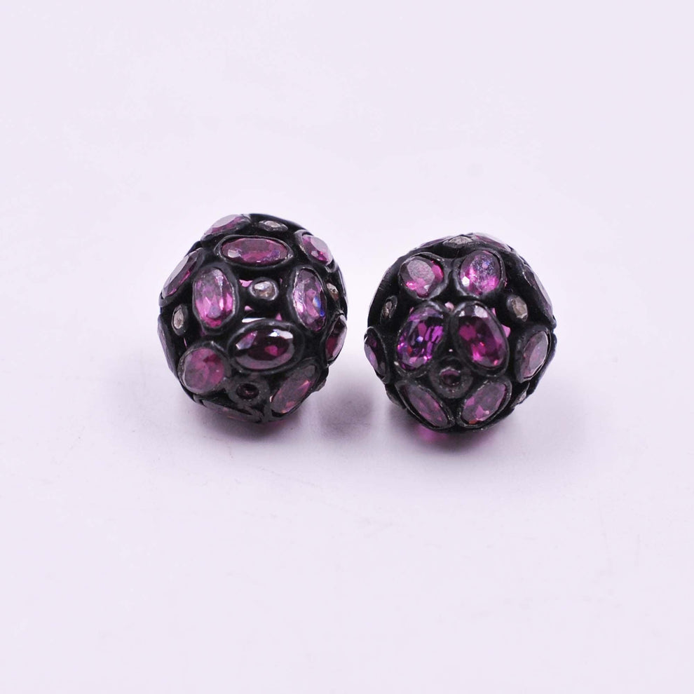 925 Sterling Silver Rhodolite Oxidized Beads Finding