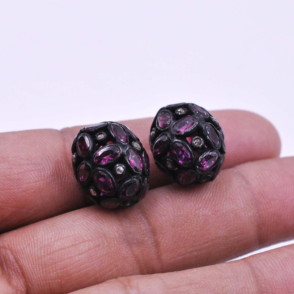 925 Sterling Silver Rhodolite Oxidized Beads Finding