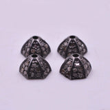 925 Sterling Silver Pave Diamond Bead Caps - SAR Gems