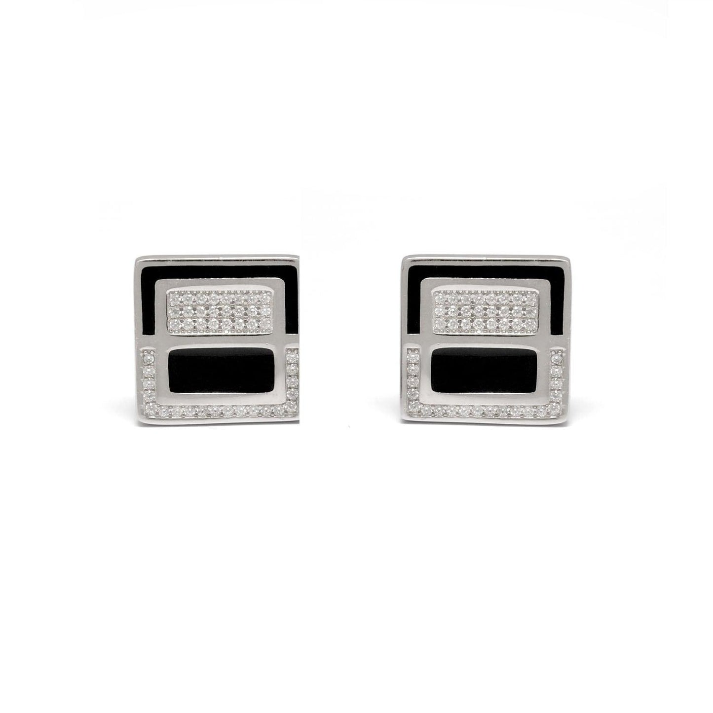 925 Sterling Silver Cufflinks with CZ Stones - Sar Gems