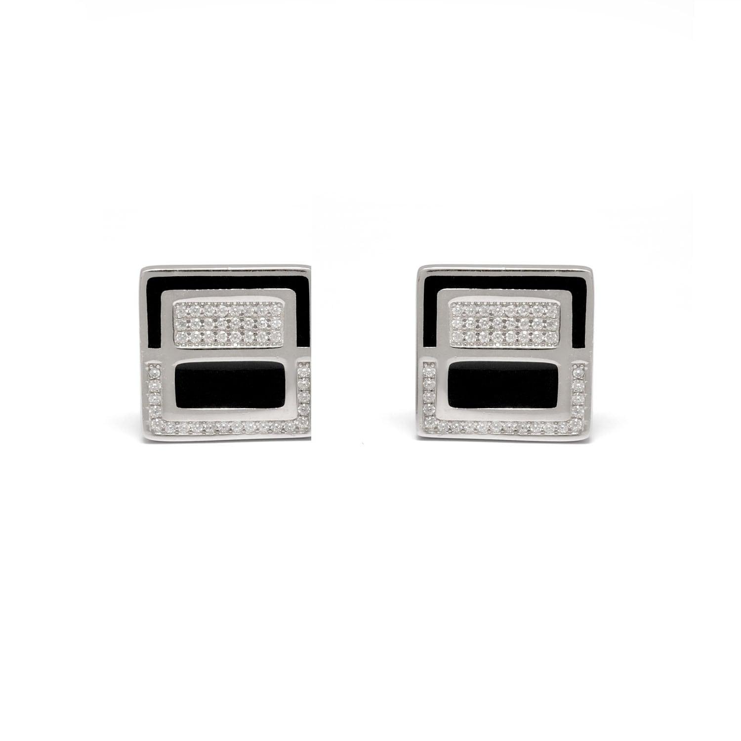 925 Sterling Silver Cufflinks with CZ Stones - Sar Gems