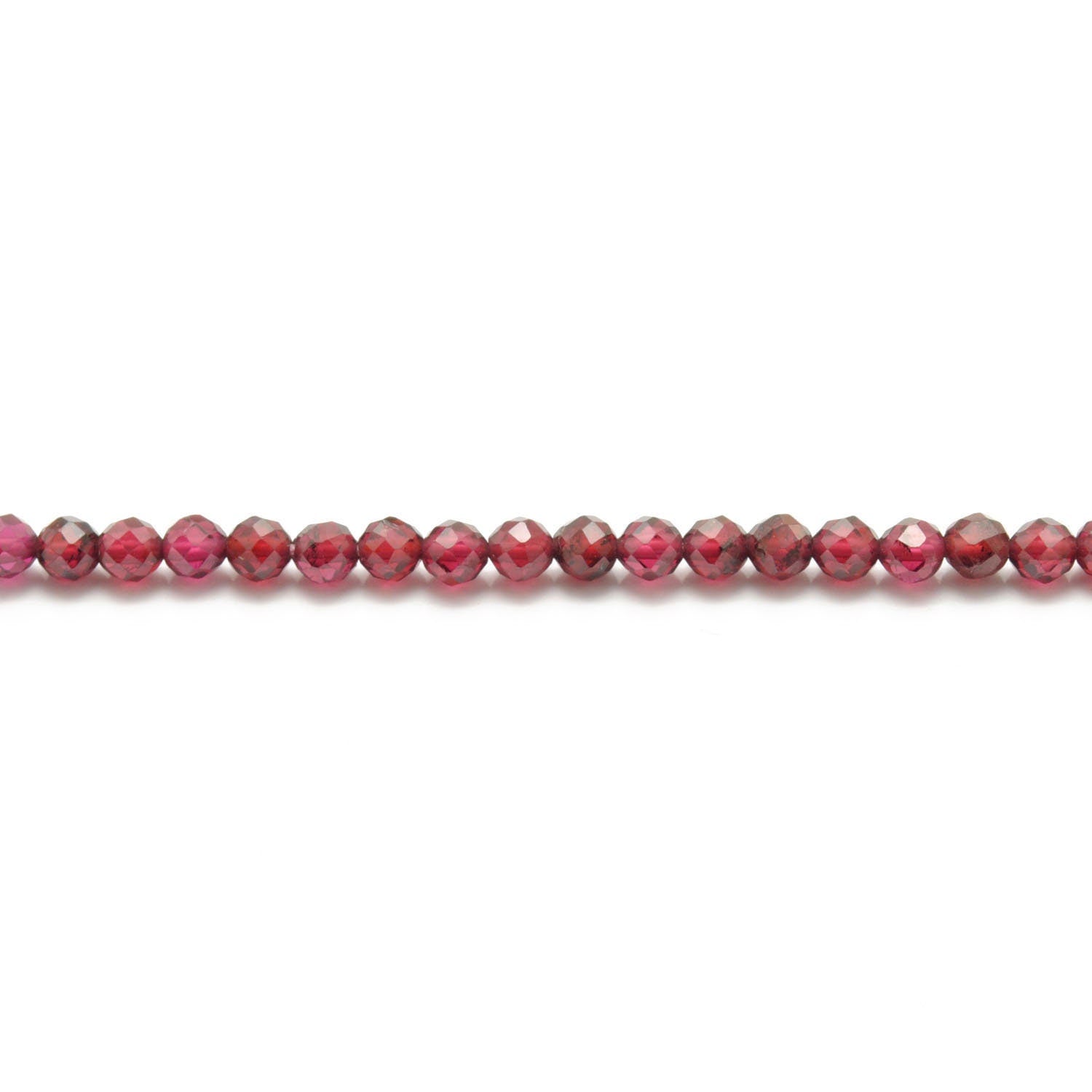 Natural Red Garnet Faceted Round Beads 12.5" Strand - SAR Gems