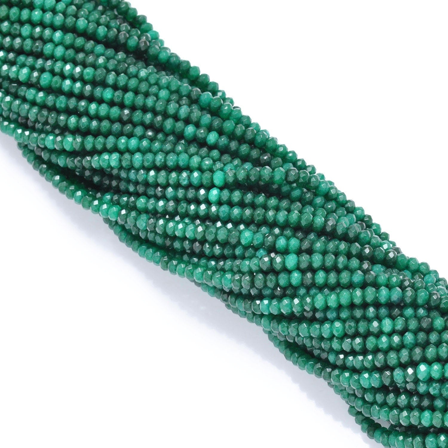 Green Quartz Faceted Rondelle Gemstone Beads 13" - SAR Gems