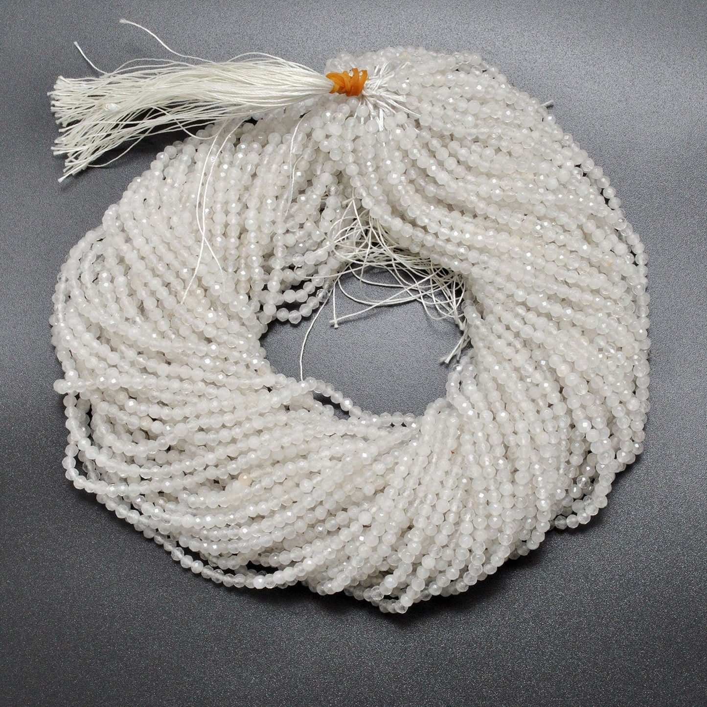 Natural White Quartz Round Faceted Gemstone Beads 15" - SAR Gems