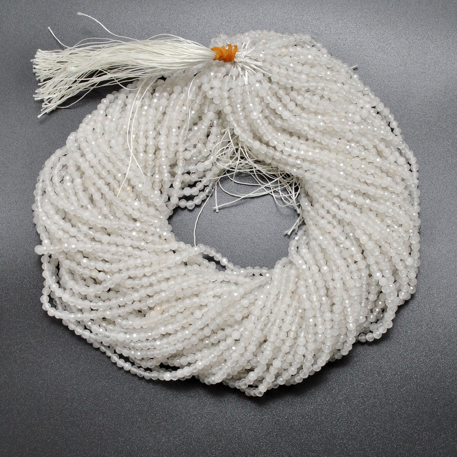 Natural White Quartz Round Faceted Gemstone Beads 15" - SAR Gems