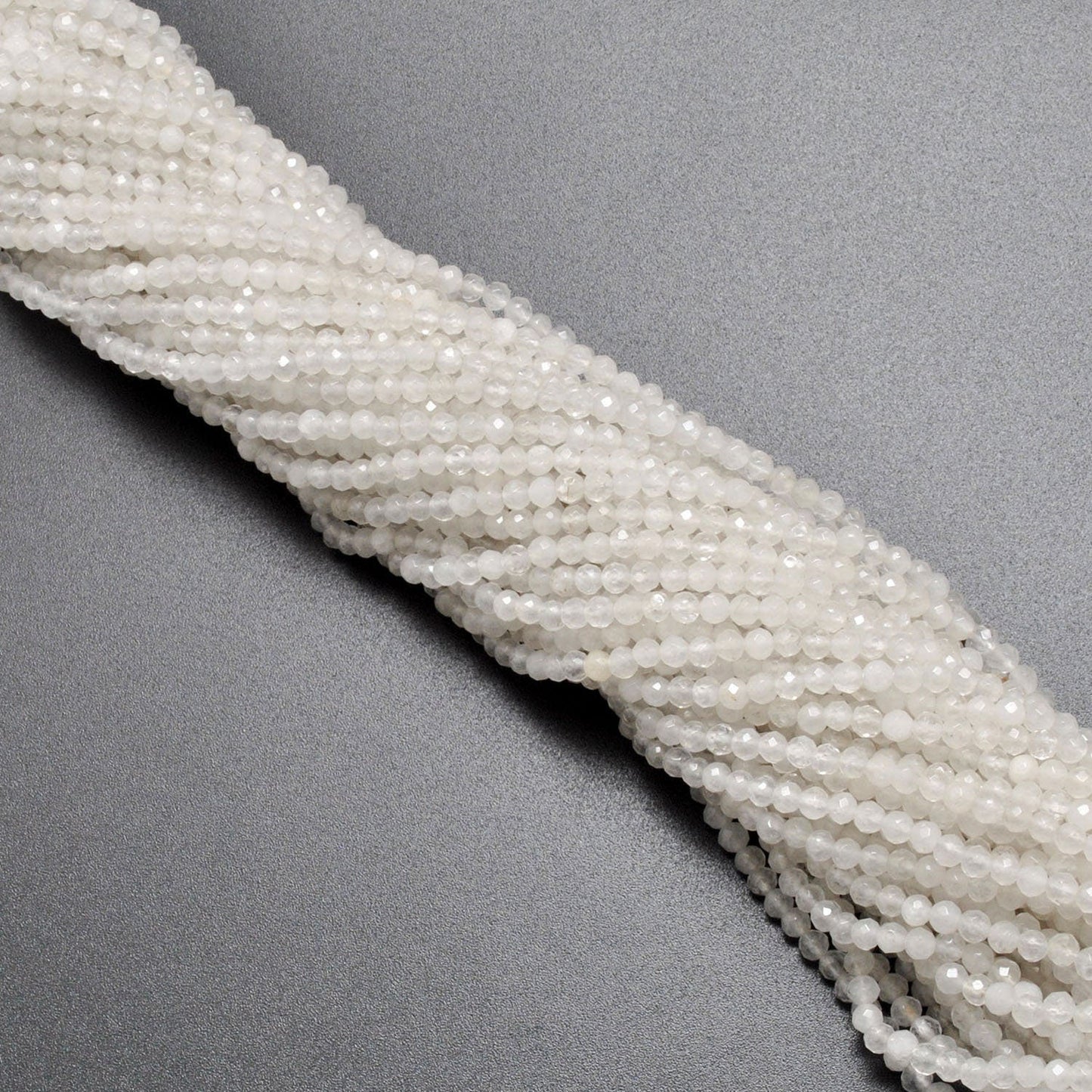 Natural White Quartz Round Faceted Gemstone Beads 15" - SAR Gems