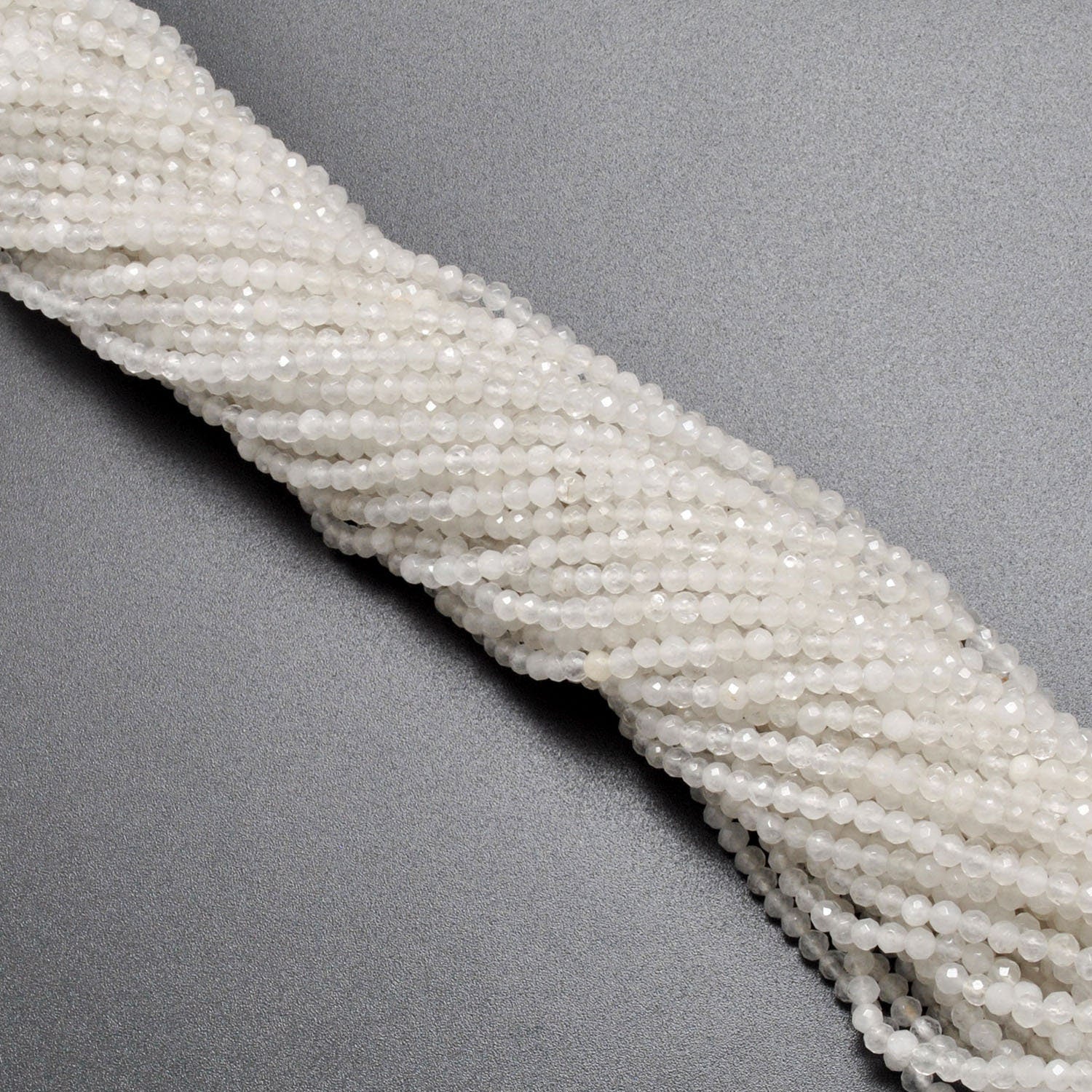 Natural White Quartz Round Faceted Gemstone Beads 15" - SAR Gems