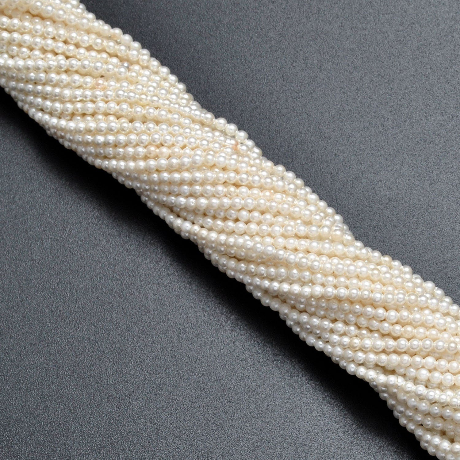 White Shell Pearl Round Gemstone Beads 16" Strand - SAR Gems