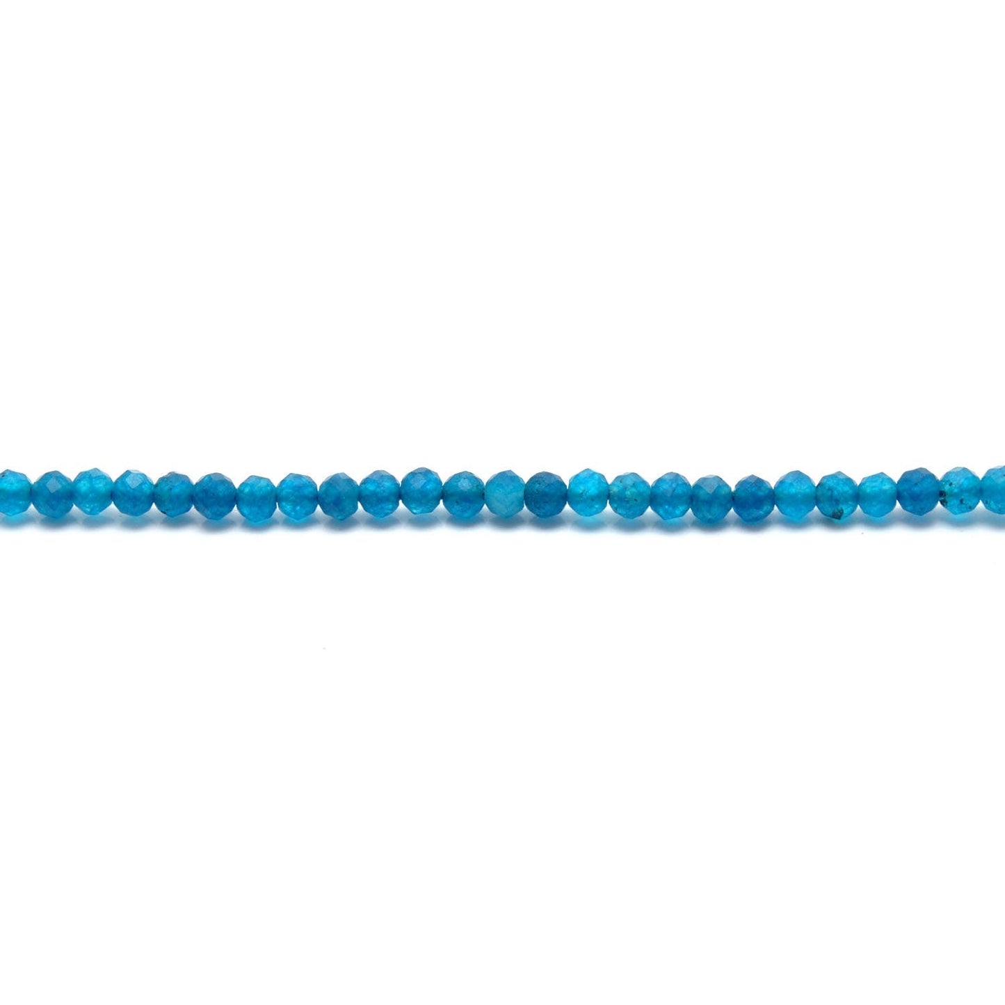 Natural Blue Apatite Faceted Round Gemstone Beads 12.5" Strand - SAR Gems