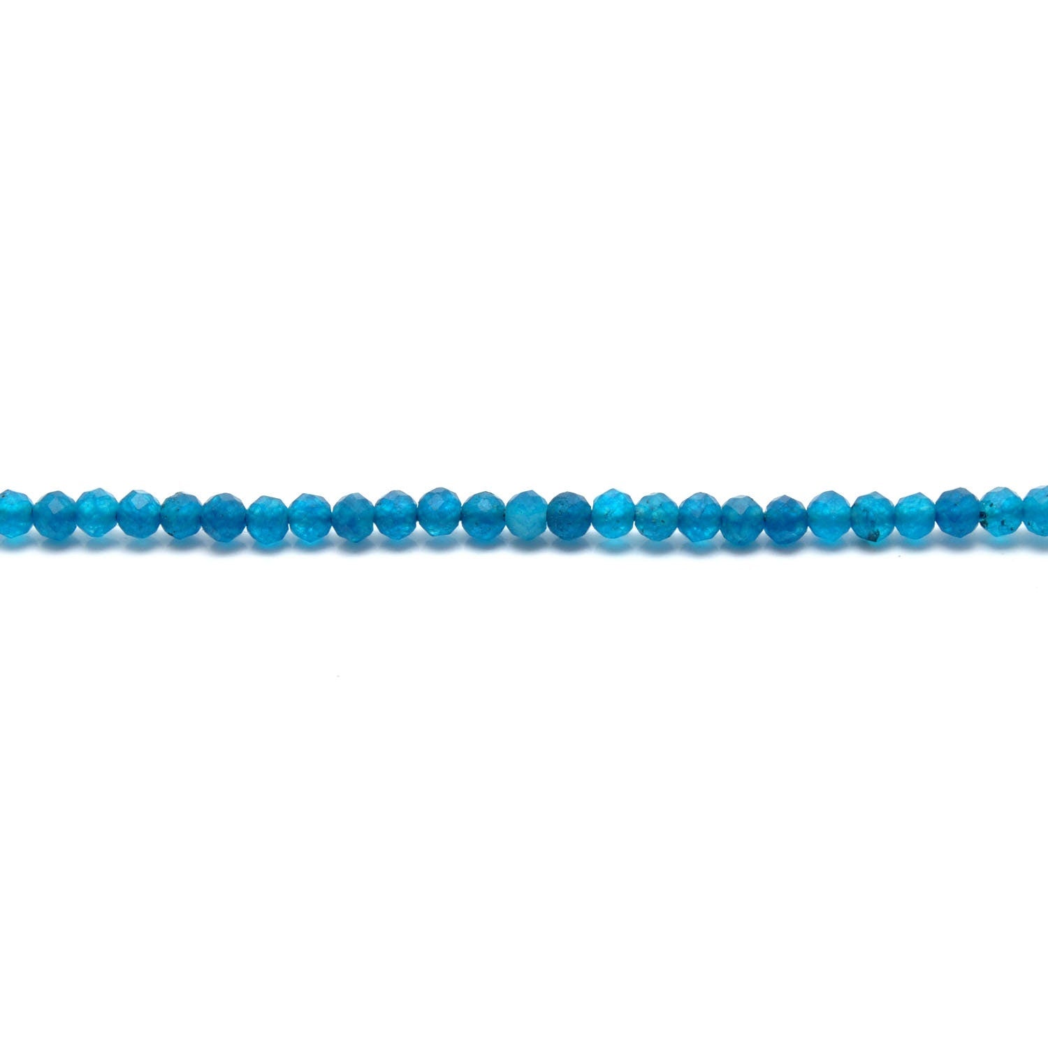 Natural Blue Apatite Faceted Round Gemstone Beads 12.5" Strand - SAR Gems