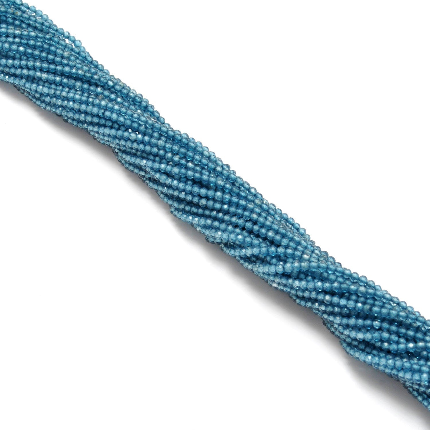 Blue Quartz Faceted Round Gemstone Beads 12.5" Strand - SAR Gems