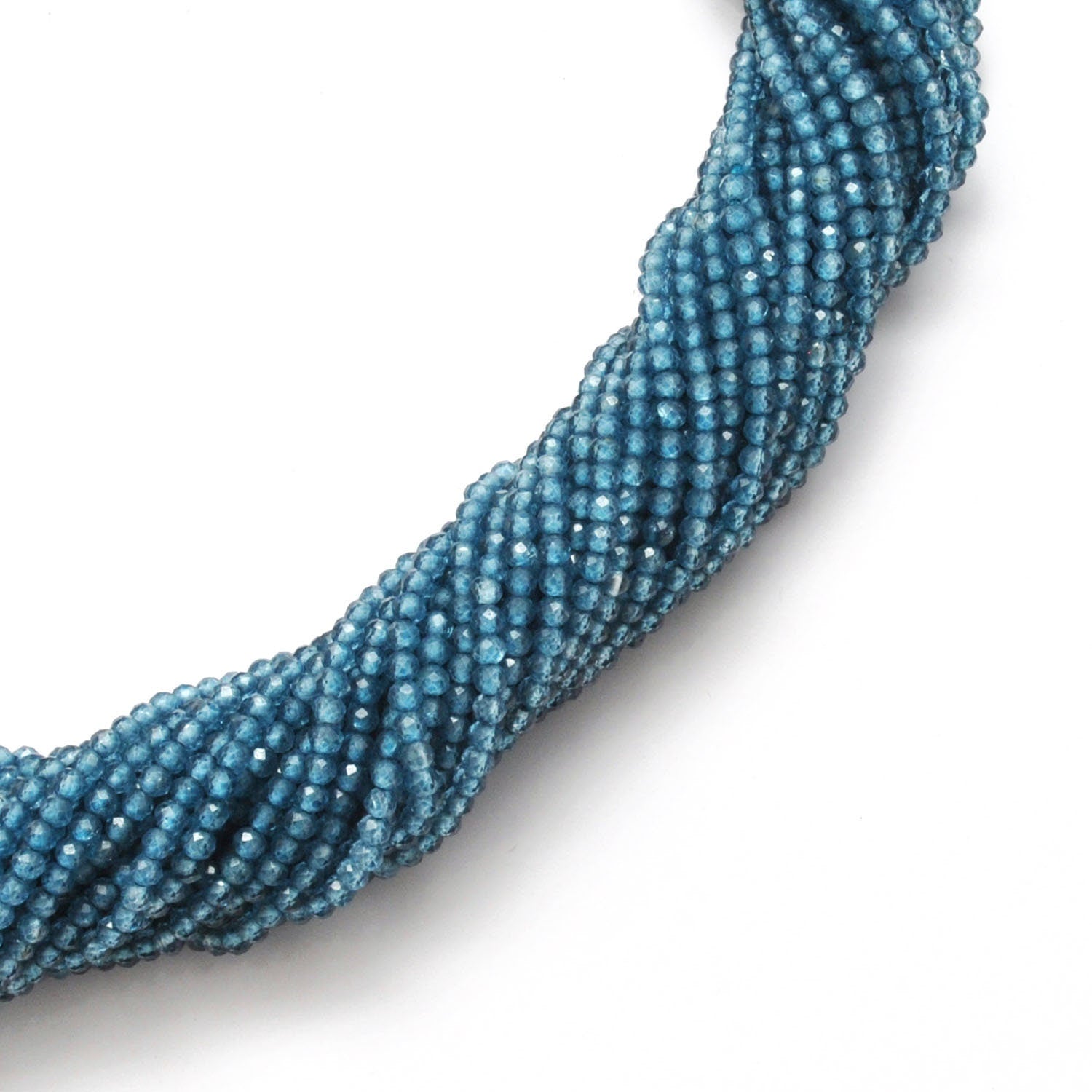 Blue Quartz Faceted Round Gemstone Beads 12.5" Strand - SAR Gems