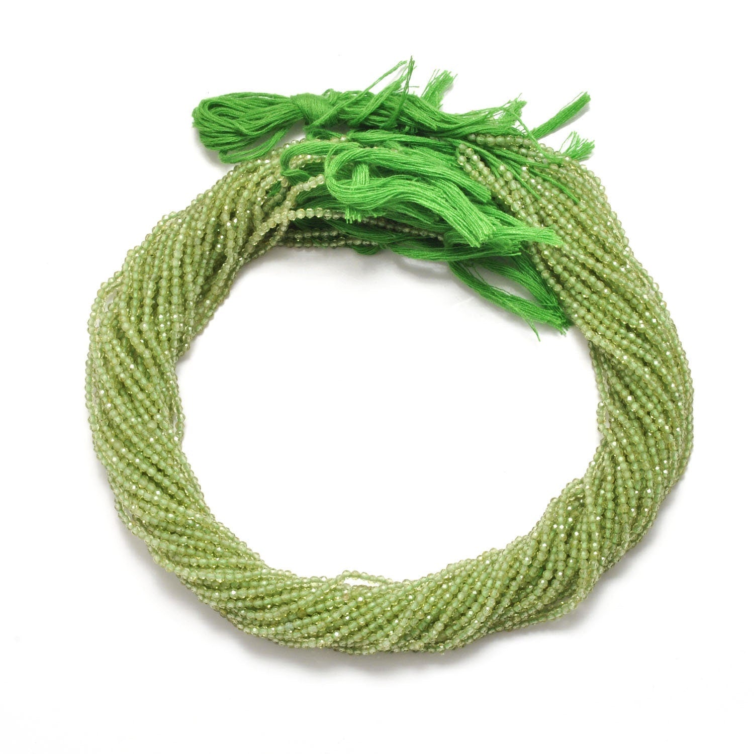 Natural Green Peridot Round Faceted Gemstone Beads 12.5" - SAR Gems