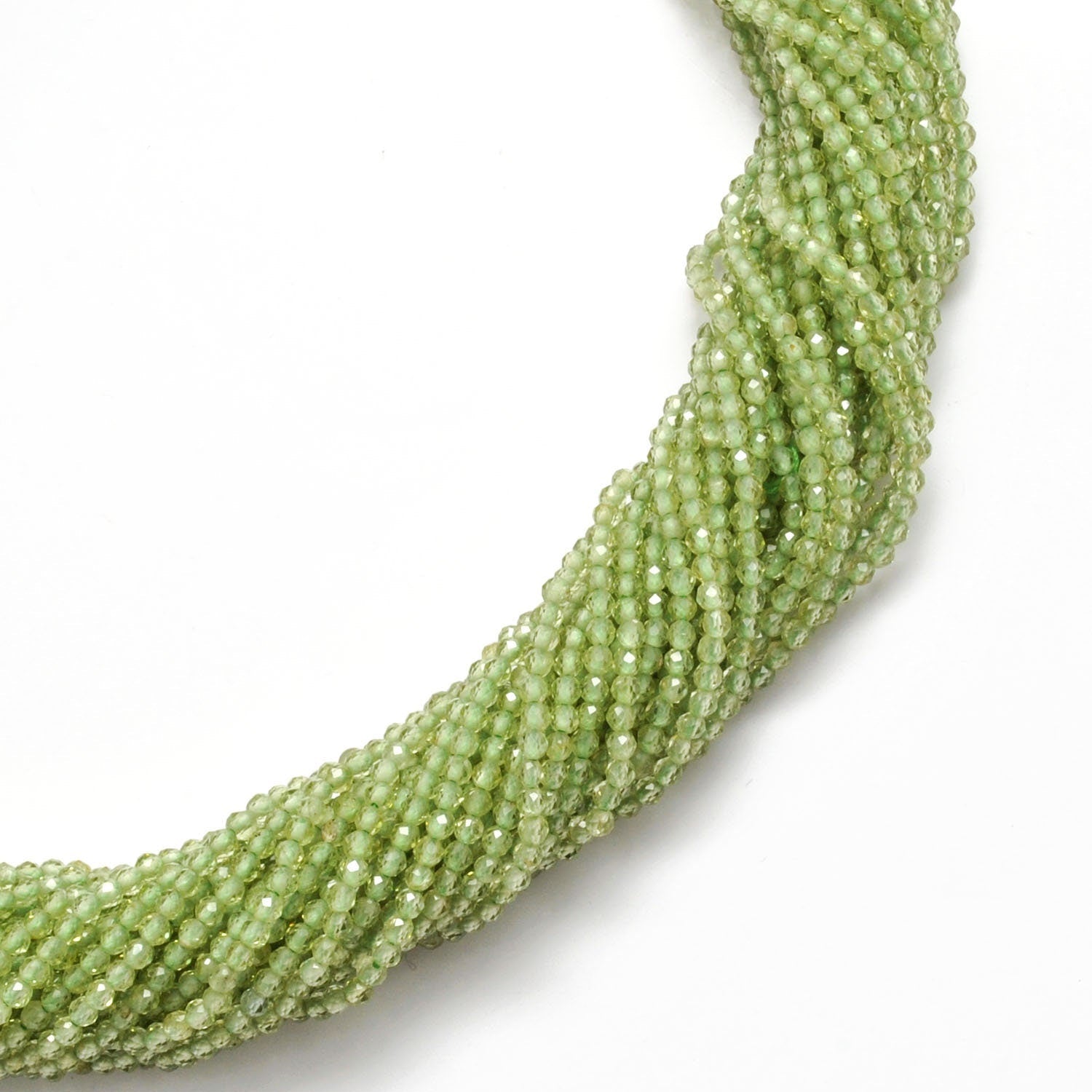 Natural Green Peridot Round Faceted Gemstone Beads 12.5" - SAR Gems