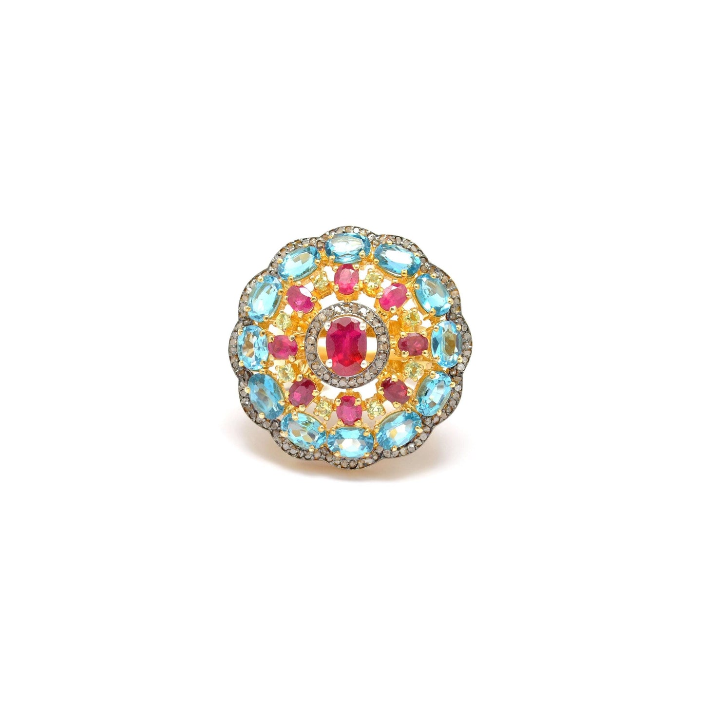 Victorian Ruby Ring Blue Topaz Jewelry - SAR Gems