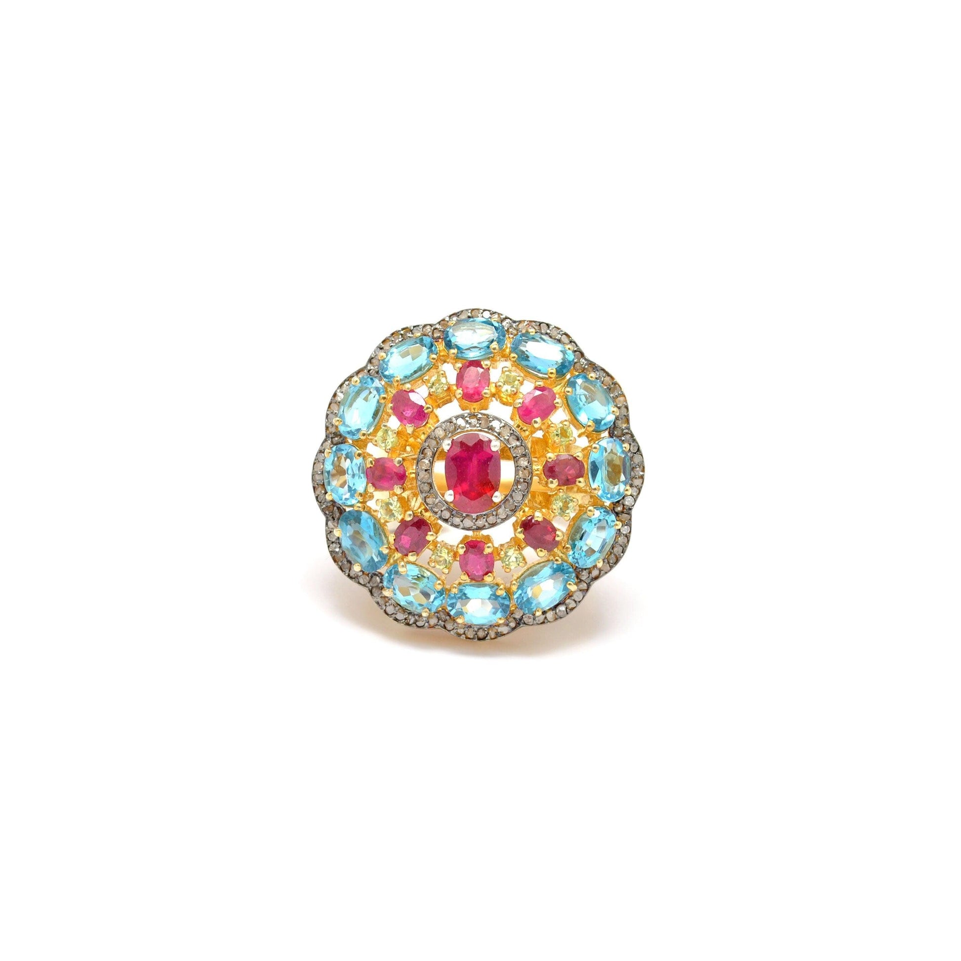 Victorian Ruby Ring Blue Topaz Jewelry - SAR Gems