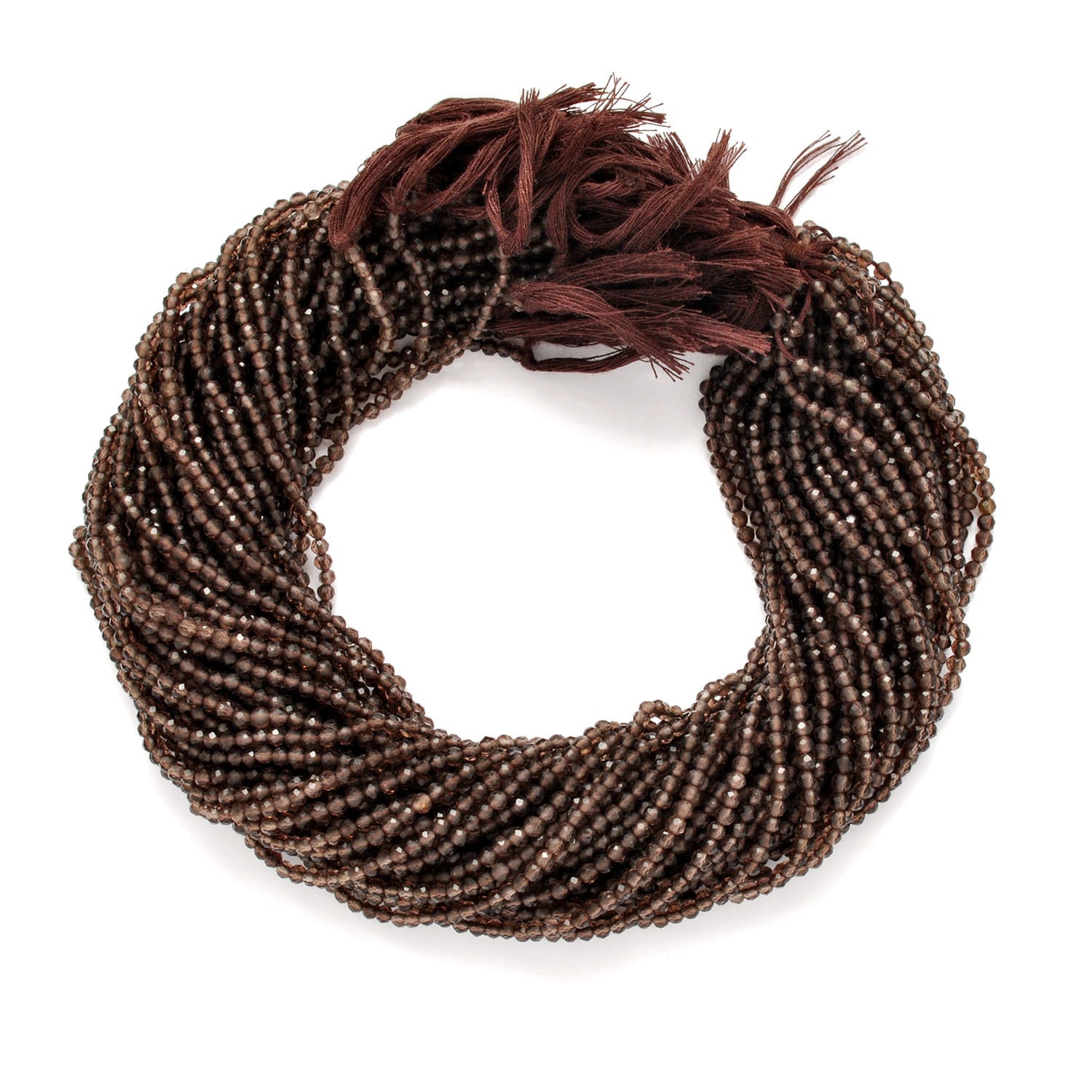 Natural Smokey Quartz Faceted Round Gemstone Beads 12.5" Strand - SAR Gems