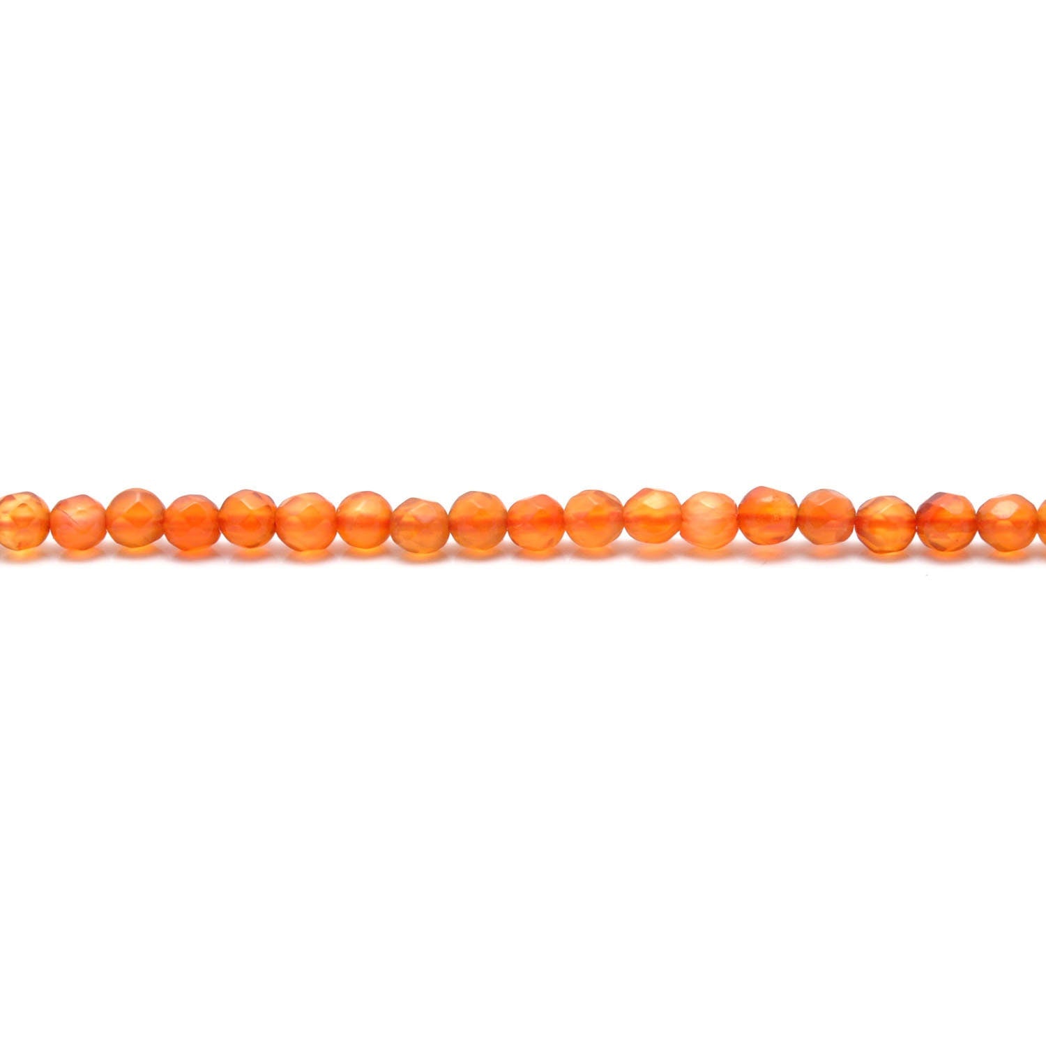 Natural Carnelian Round Faceted Gemstone Beads 14" Strand - SAR Gems