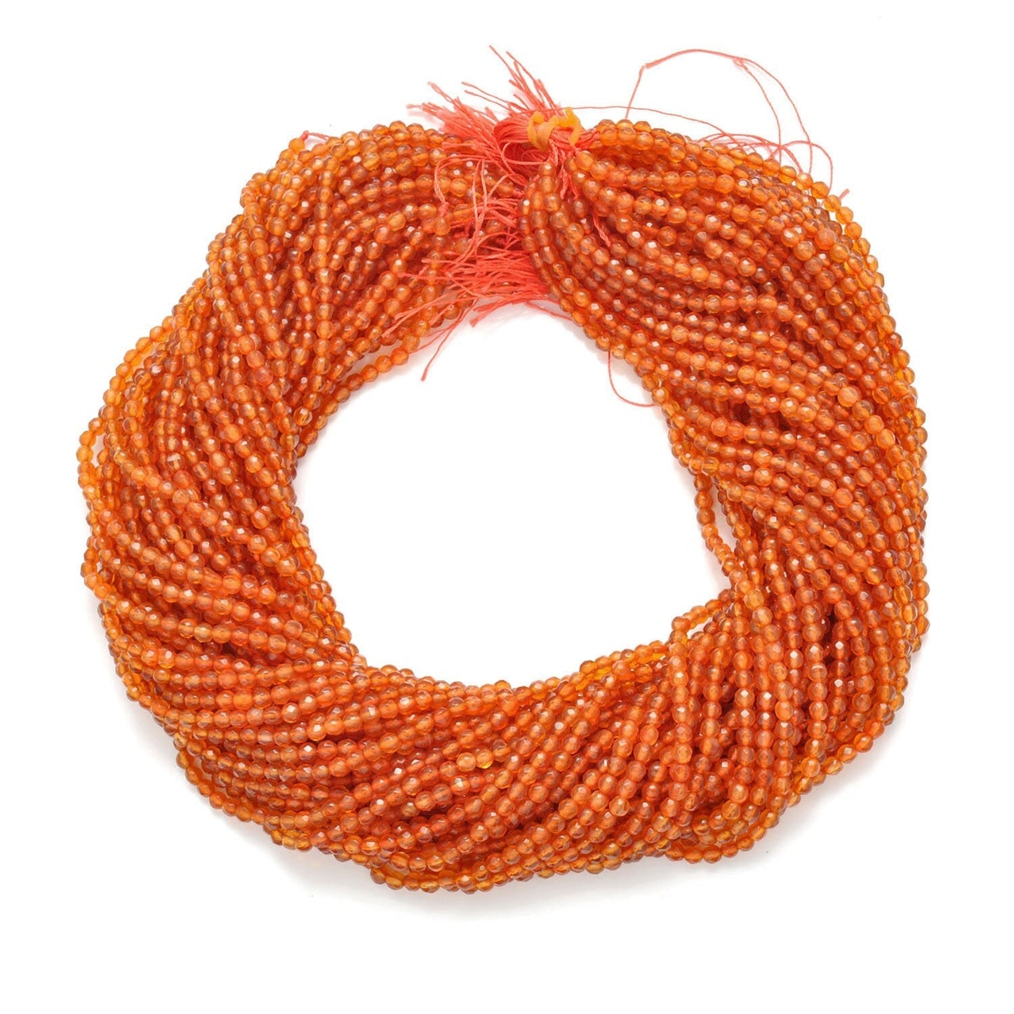 Natural Carnelian Round Faceted Gemstone Beads 14" Strand - SAR Gems