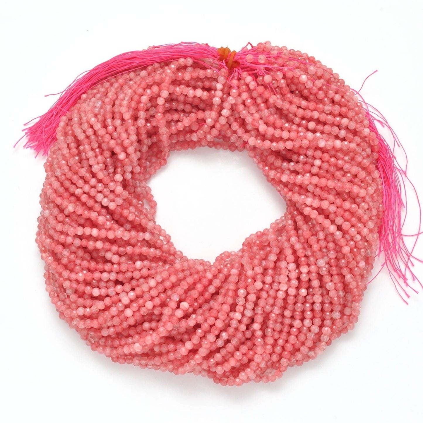 Pink Quartz Faceted Round Gemstone Beads 3-3.5-4mm - SAR Gems