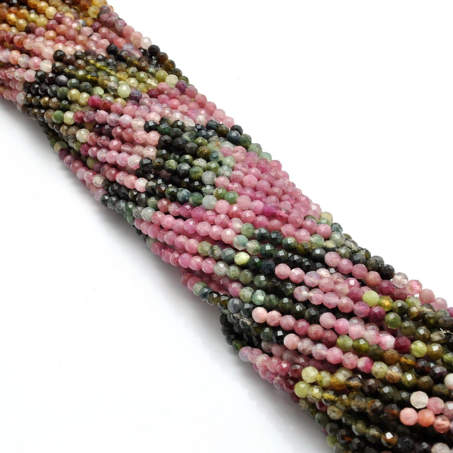 Natural Multi Tourmaline Round Faceted Gemstone Beads 13" Strand - SAR Gems