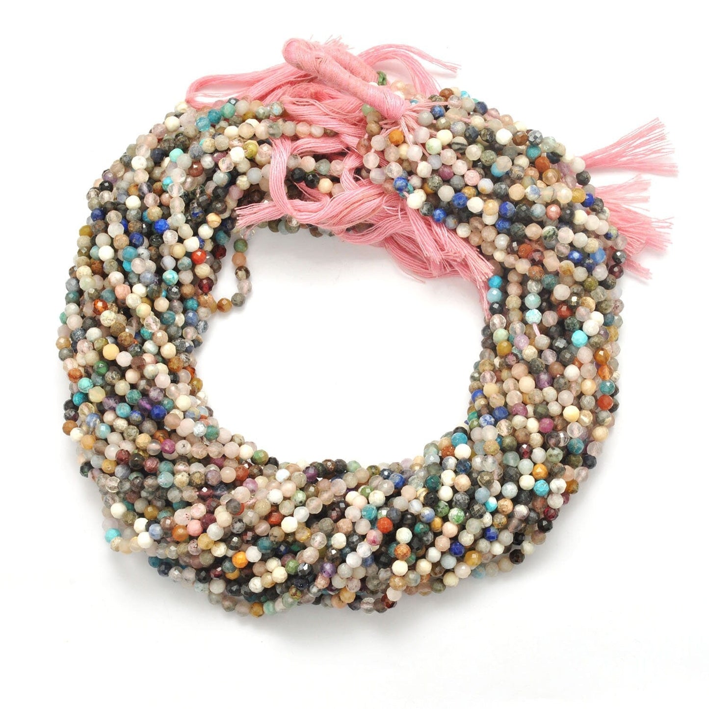 Natural Multi Gemstone Round Faceted Beads 12.5" Strand - SAR Gems