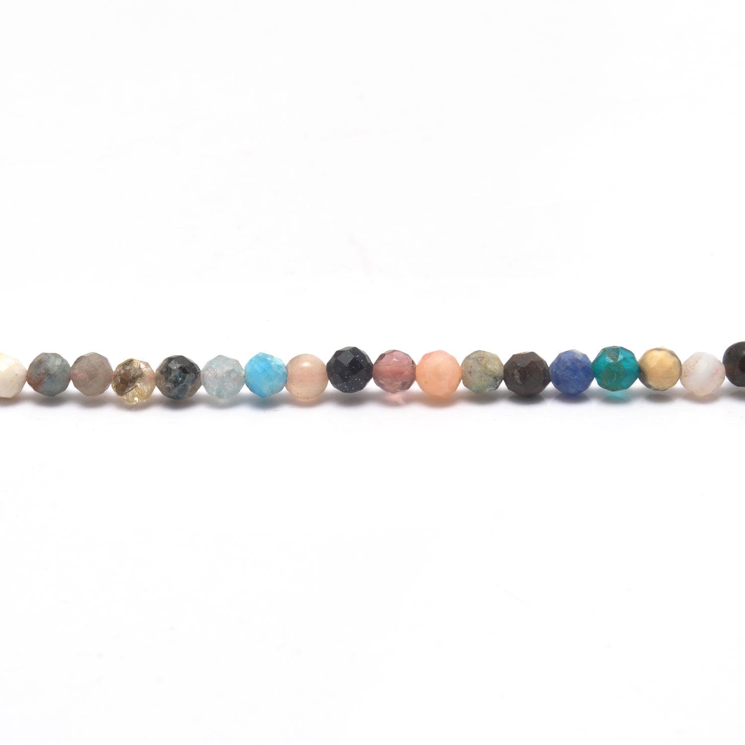 Natural Multi Gemstone Round Faceted Beads 12.5" Strand - SAR Gems