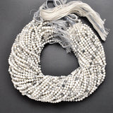 White Howlite Round Faceted Gemstone Beads 12.5" Strand - SAR Gems