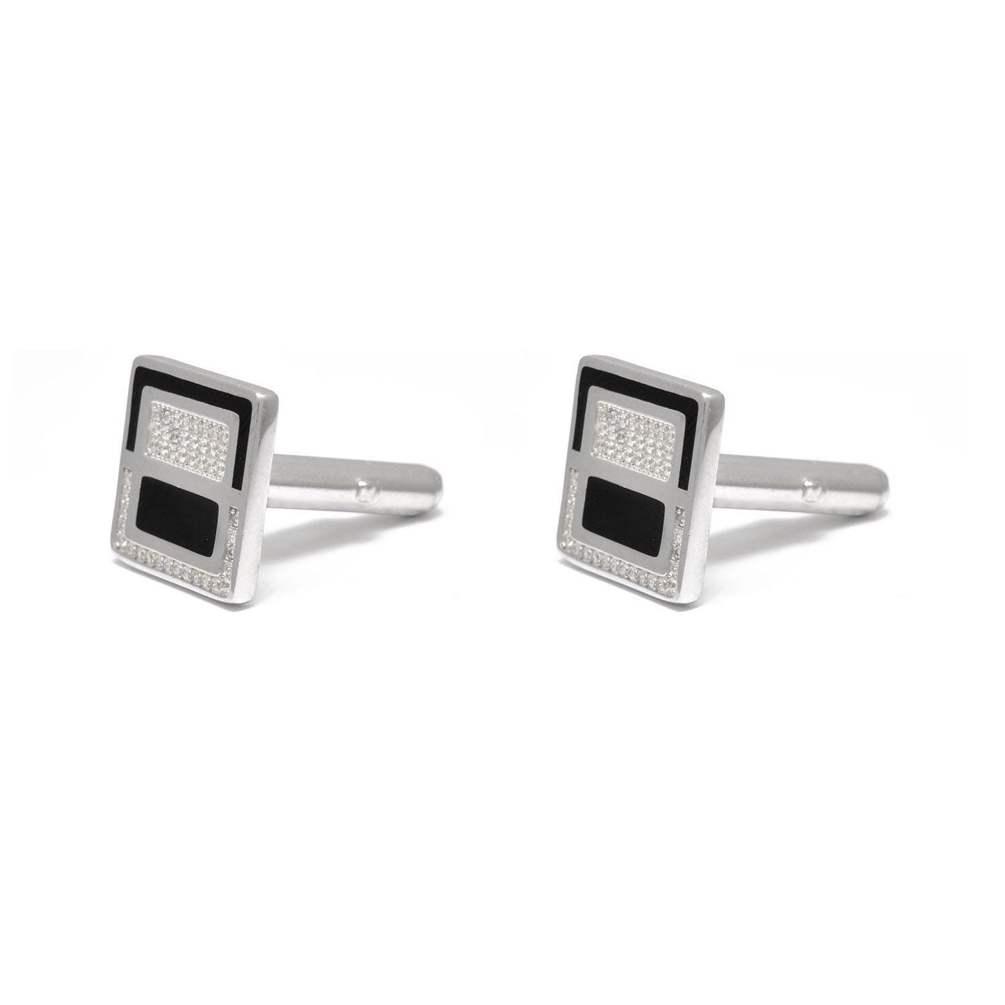 925 Sterling Silver Cufflinks with CZ Stones - Sar Gems
