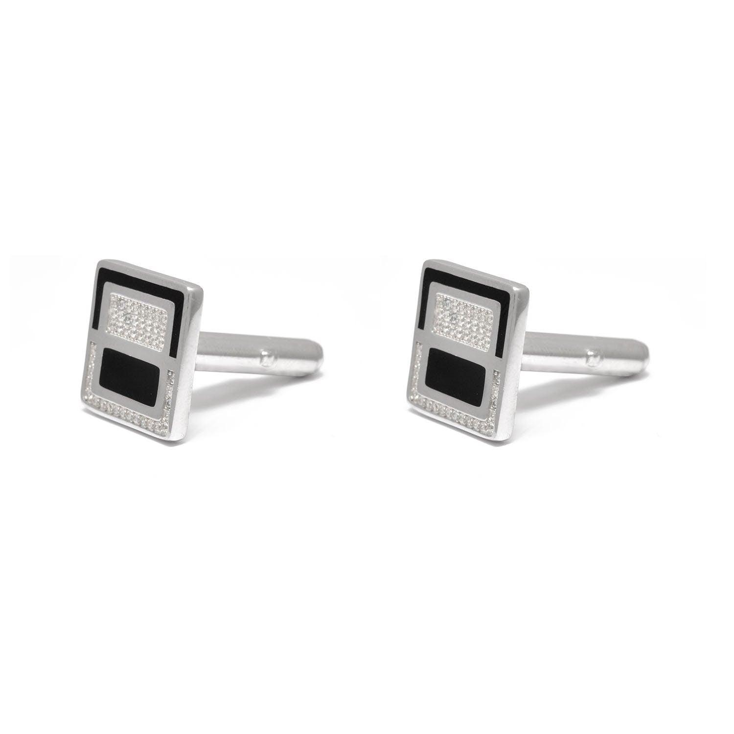 925 Sterling Silver Cufflinks with CZ Stones - Sar Gems