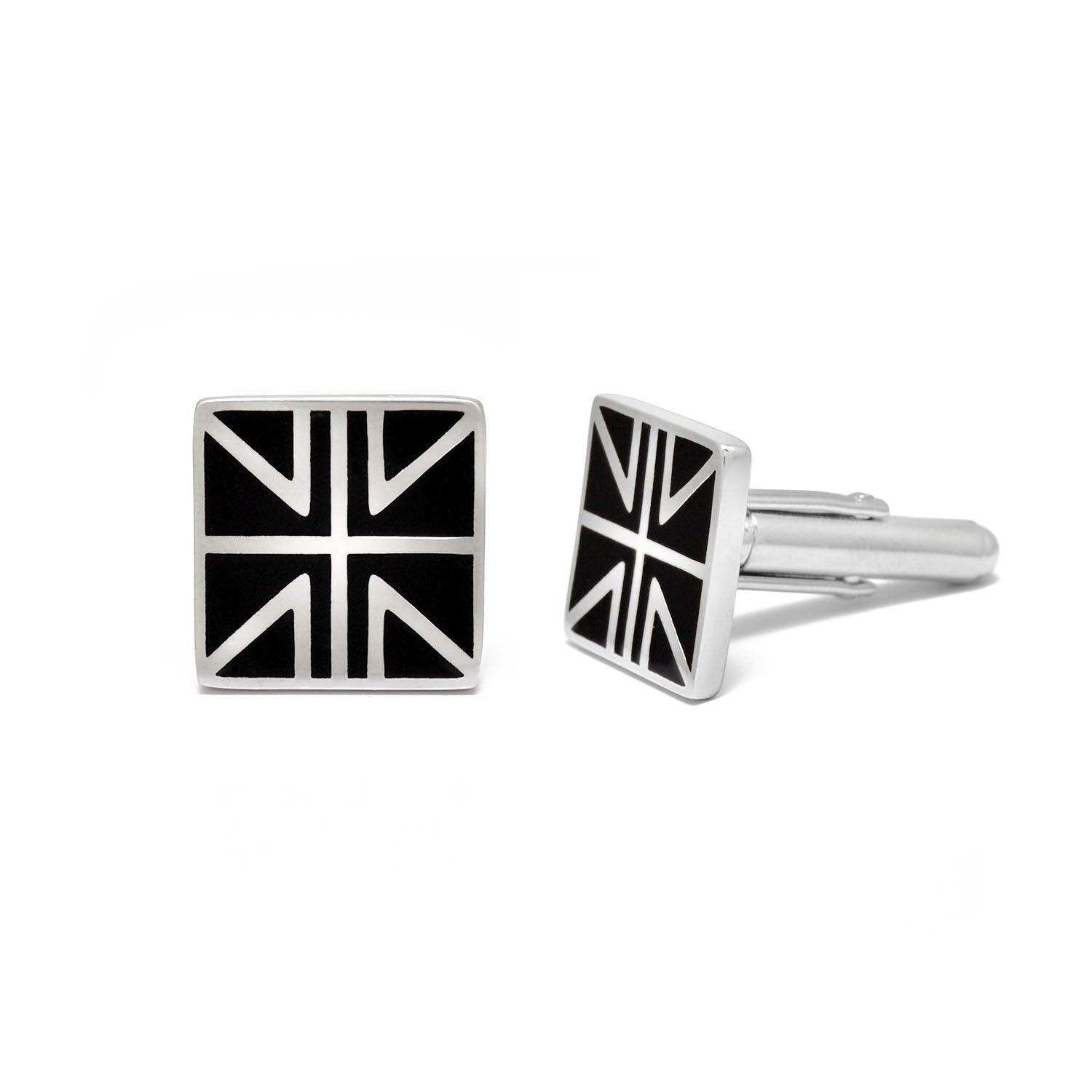 925 Sterling Silver Union Jack Silver Cufflinks - Sar Gems