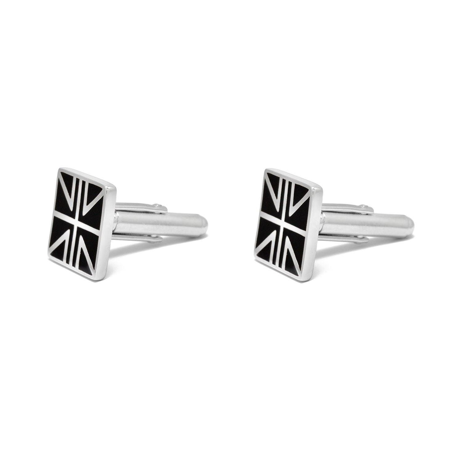925 Sterling Silver Union Jack Silver Cufflinks - Sar Gems