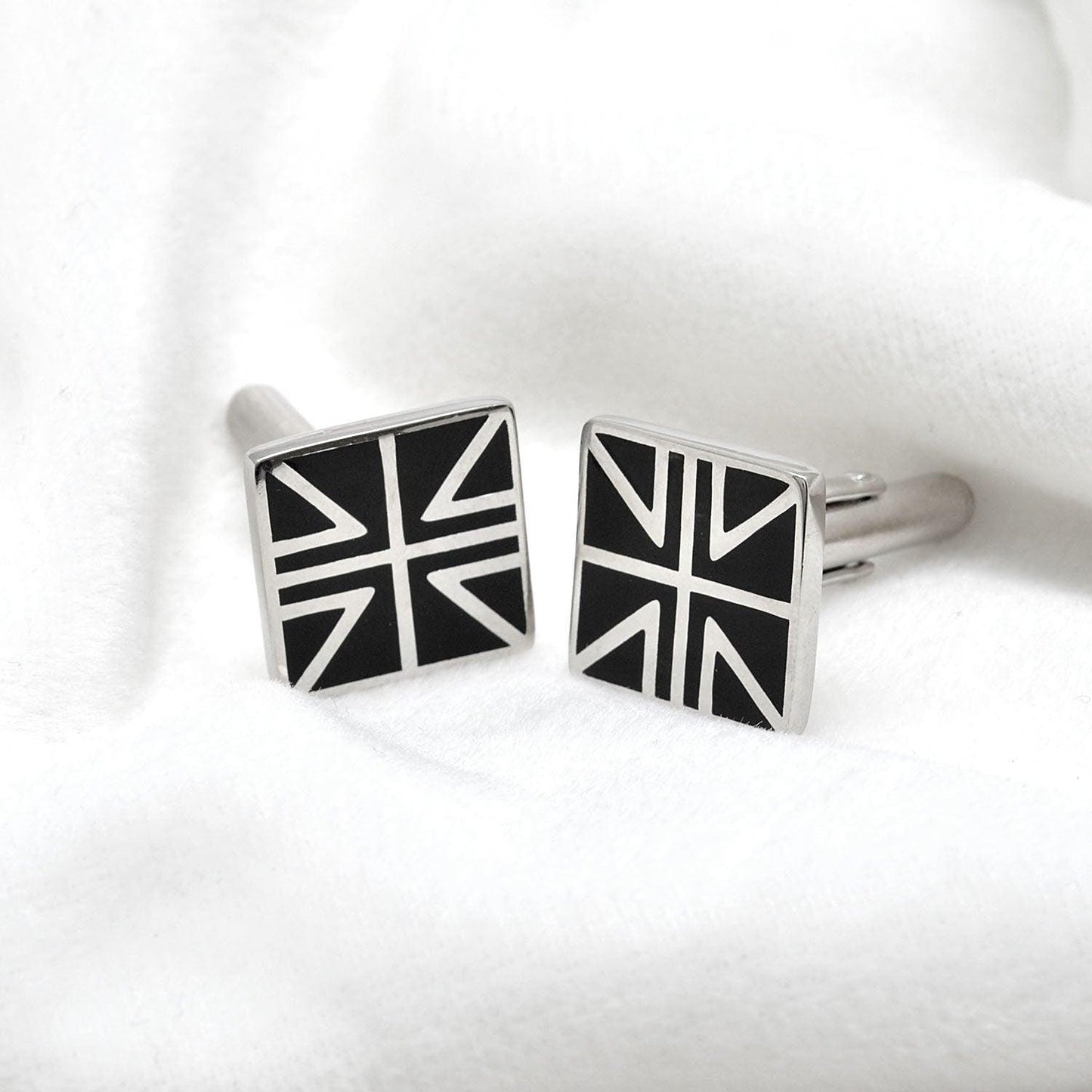 925 Sterling Silver Union Jack Silver Cufflinks - Sar Gems