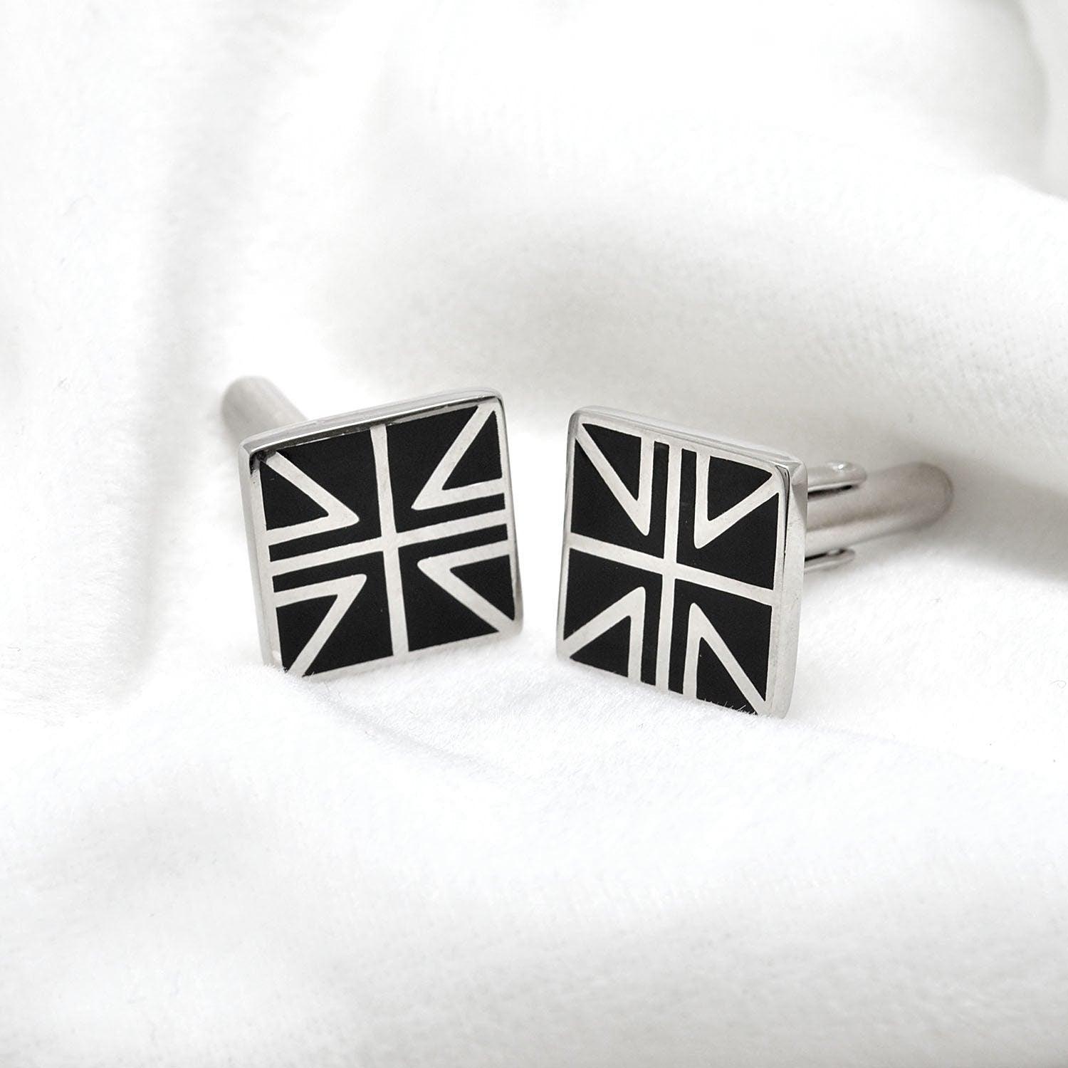 925 Sterling Silver Union Jack Silver Cufflinks - Sar Gems