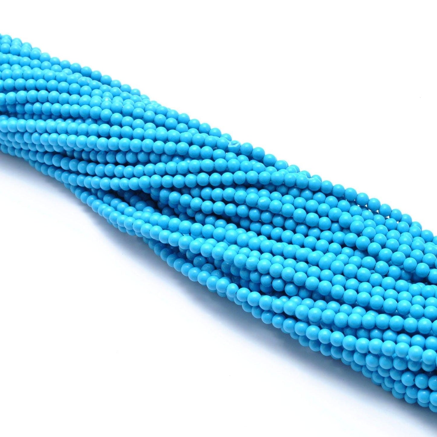 Blue Turquoise Round Gemstone 3-3.5mm Beads 12.5 inch - SAR Gems