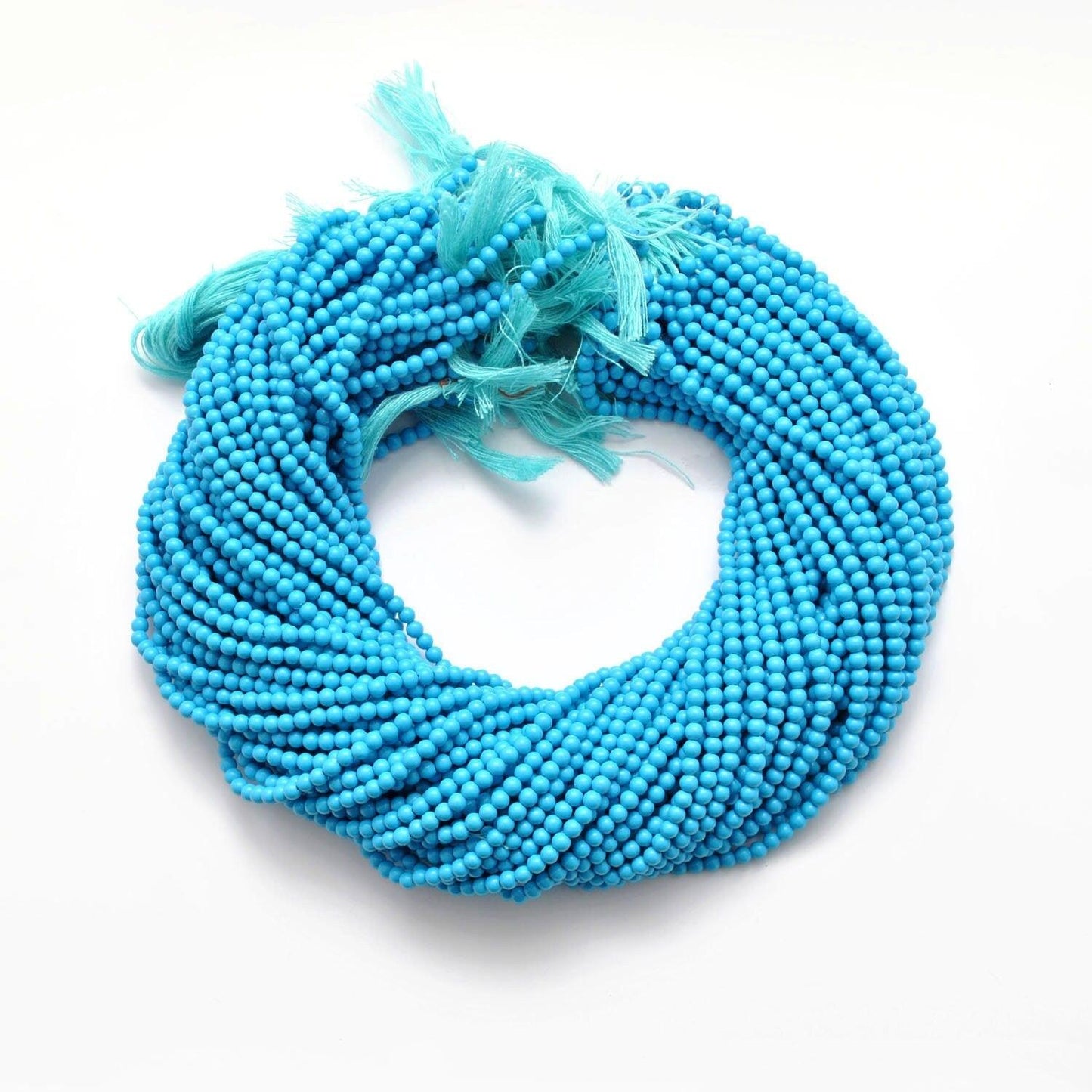Blue Turquoise Round Gemstone 3-3.5mm Beads 12.5 inch - SAR Gems