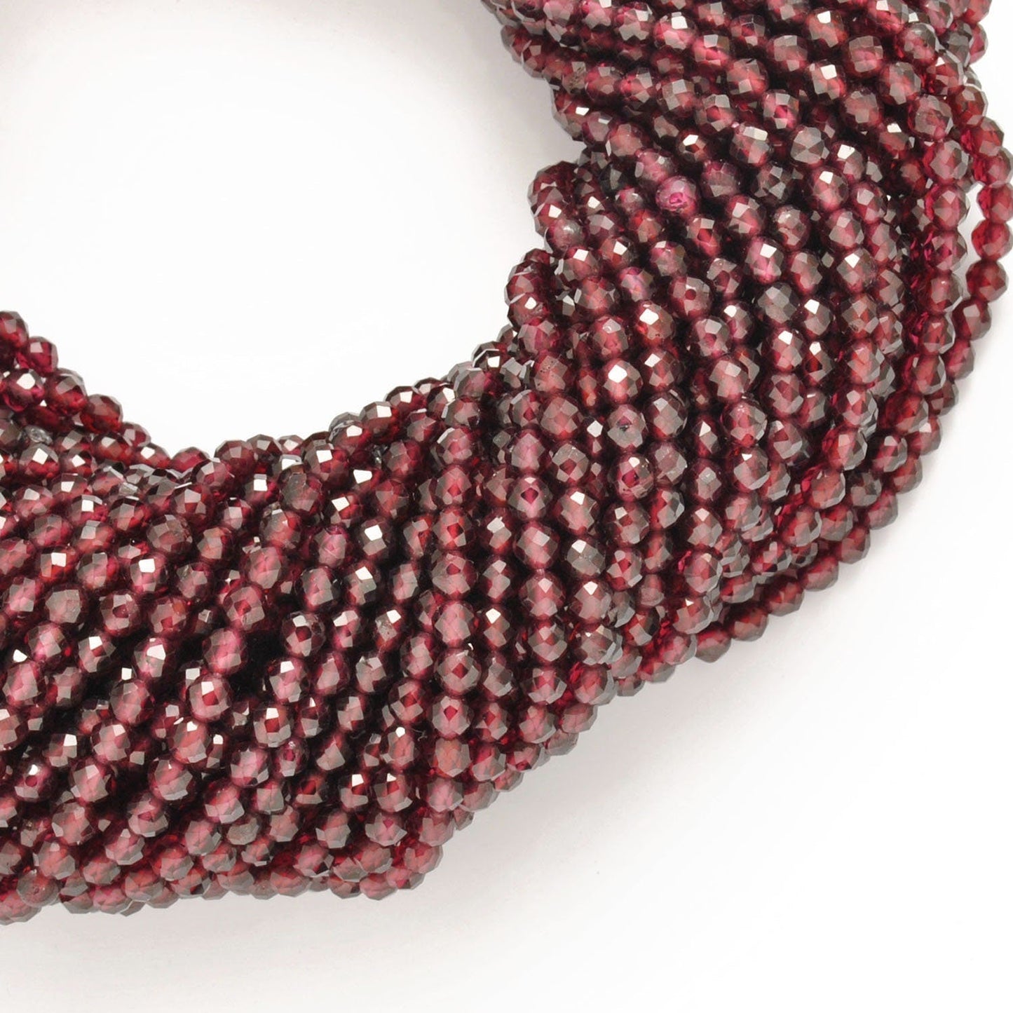Natural Red Garnet Faceted Round Beads 12.5" Strand - SAR Gems