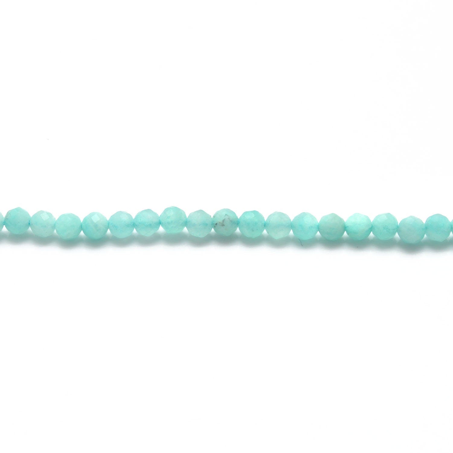 Natural Blue Amazonite Round Faceted Gemstone Beads 3-3.5mm 12.5" - SAR Gems